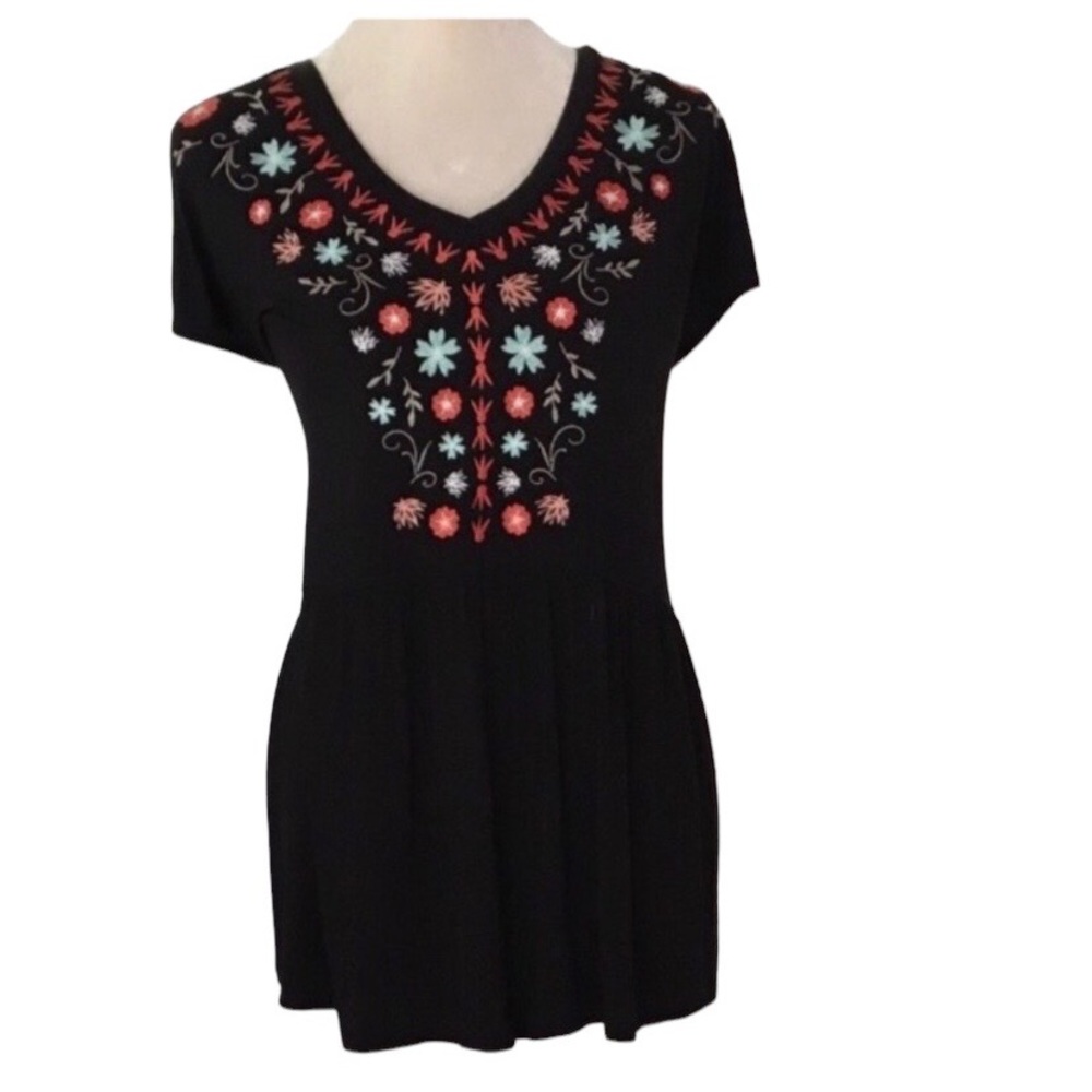 Style & Co Black Peplum Style Top Size 1X